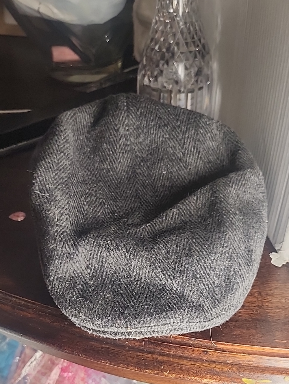 Classic Gray Herringbone Flat Cap - Unbranded